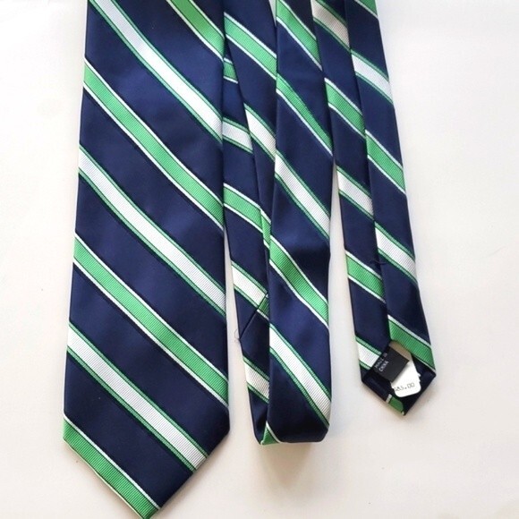 NWT IKE BEHAR BLUE GREEN STRIPED SILK TIE 3.75" by 58.5" - Picture 2 of 7